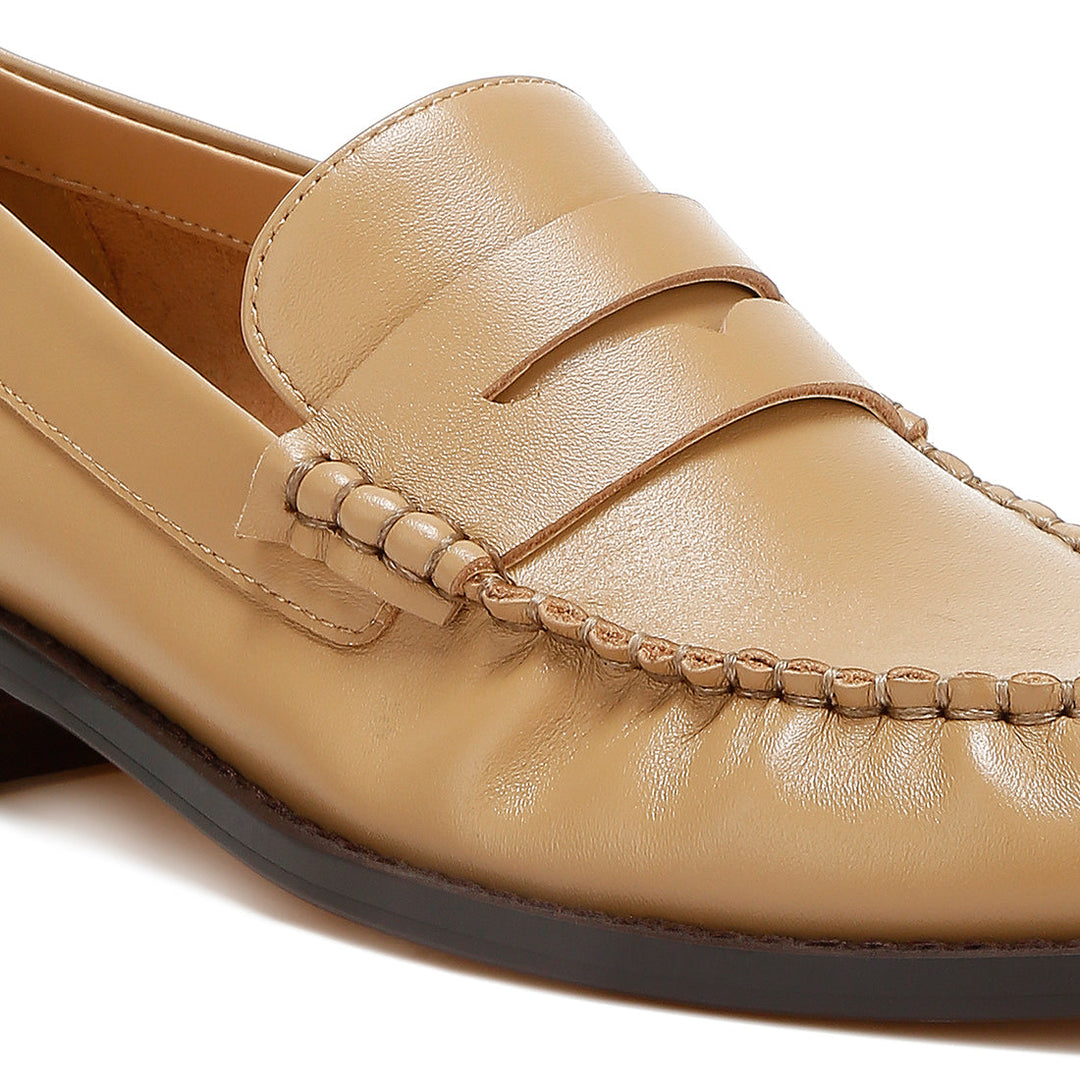 genuine leather loafers#color_beige