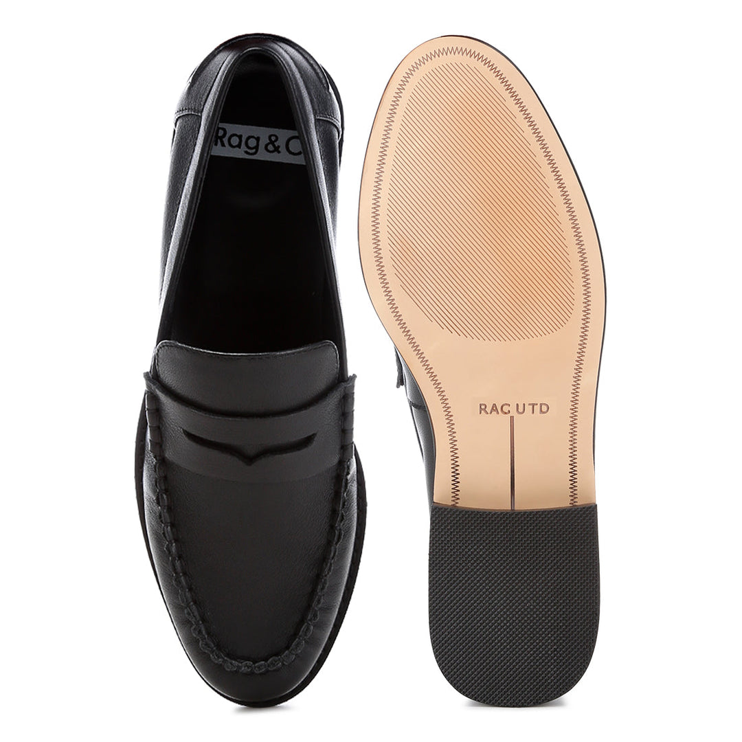 genuine leather loafers#color_black