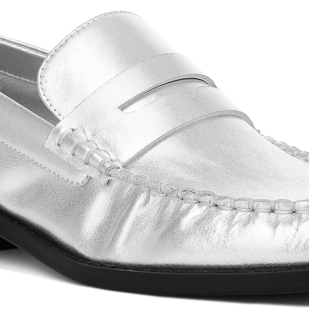 genuine leather loafers#color_silver