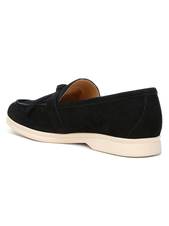 suede knot detailed loafers#color_black