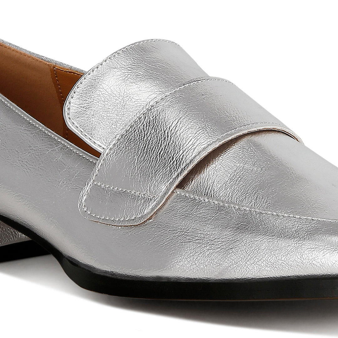 metallic penny loafers#color_silver