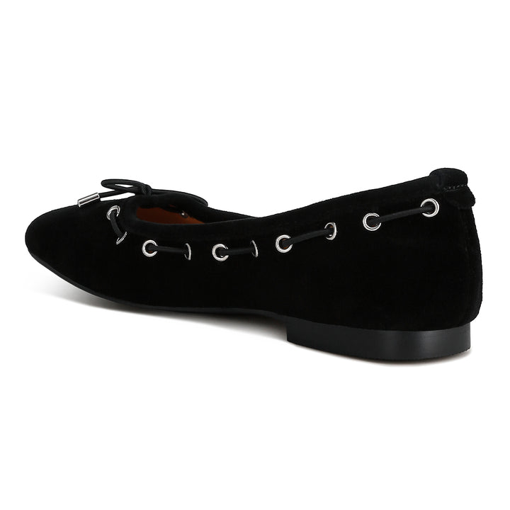 Black Micro Suede Bow Ballerinas