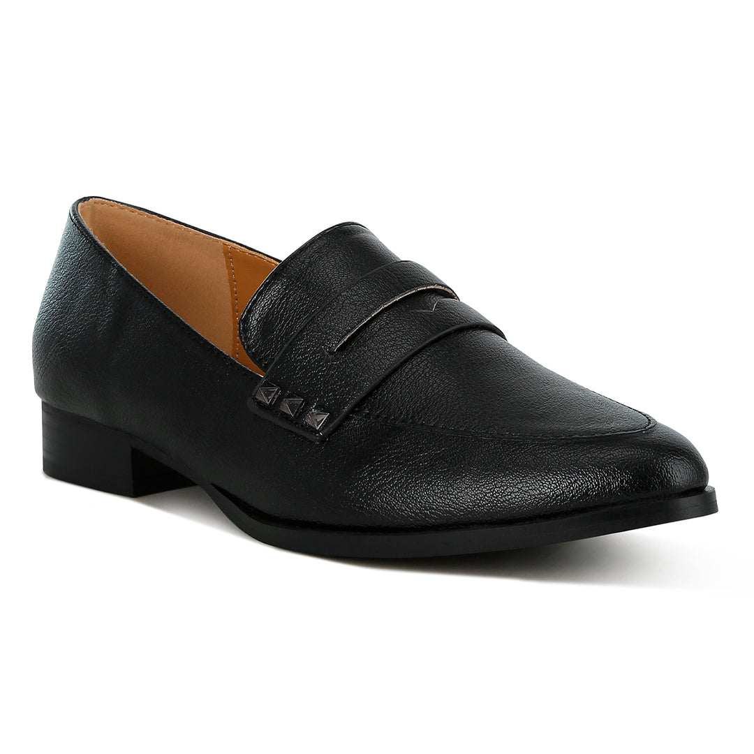 penny strap metallic loafers#color_black