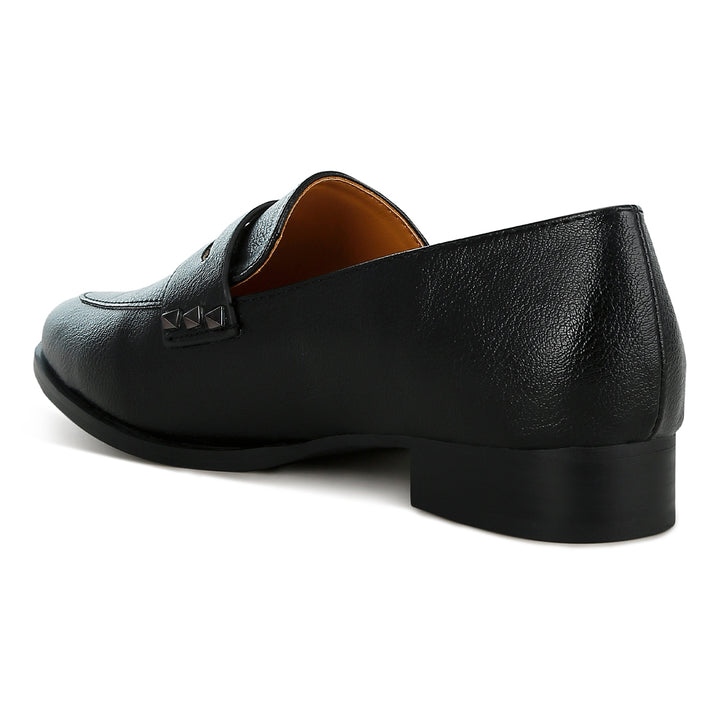 penny strap metallic loafers#color_black