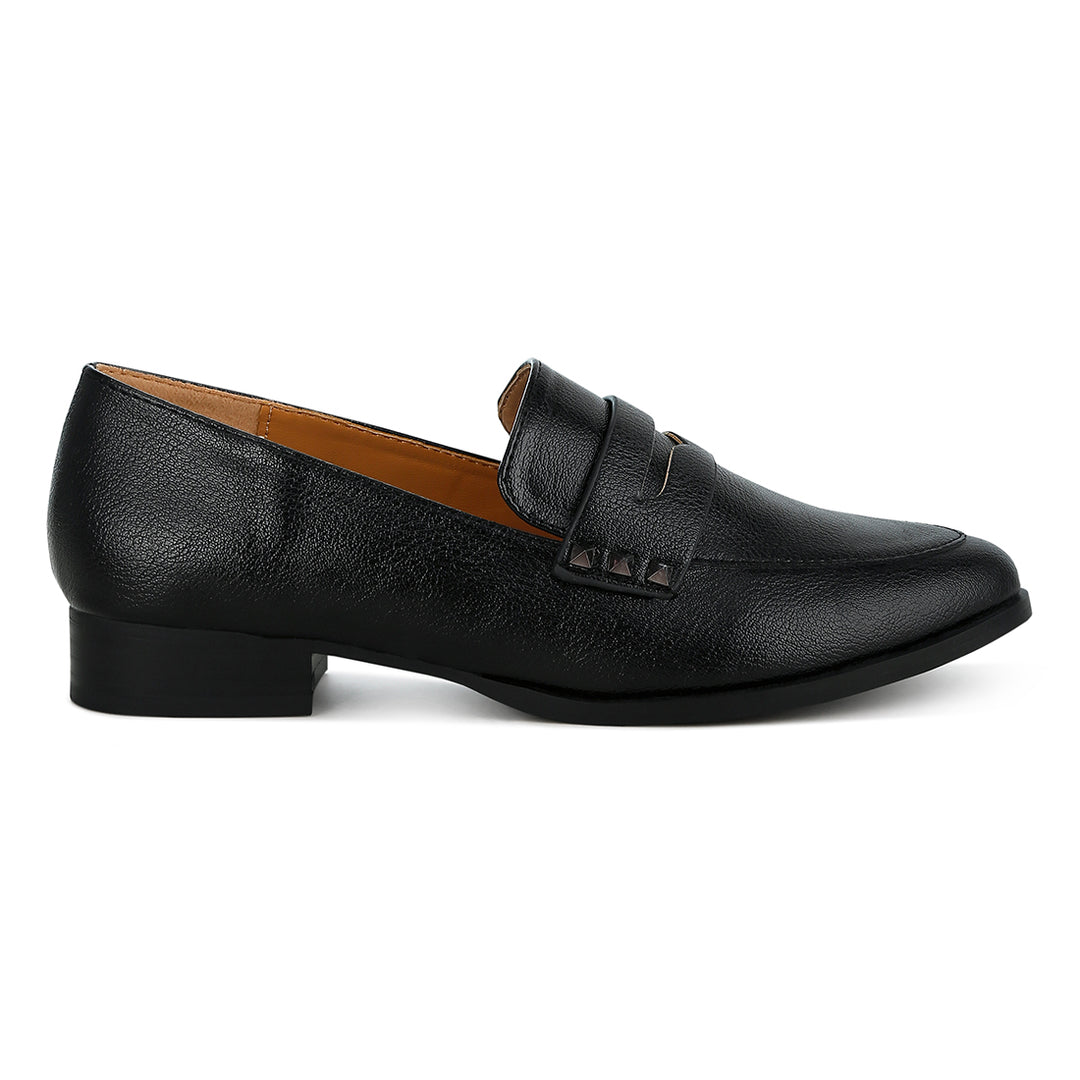 penny strap metallic loafers#color_black