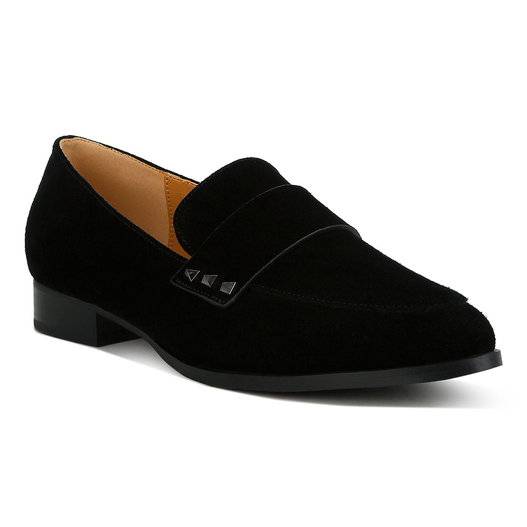 studded suede loafers#color_black