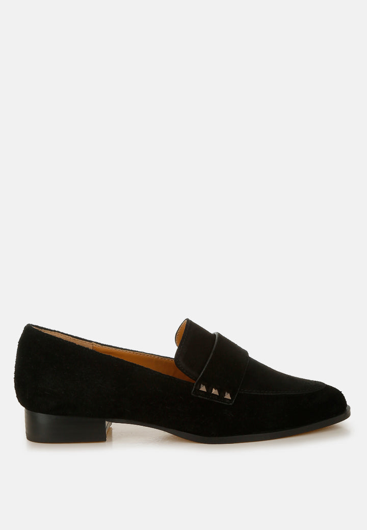 women studded suede loafers#color_black