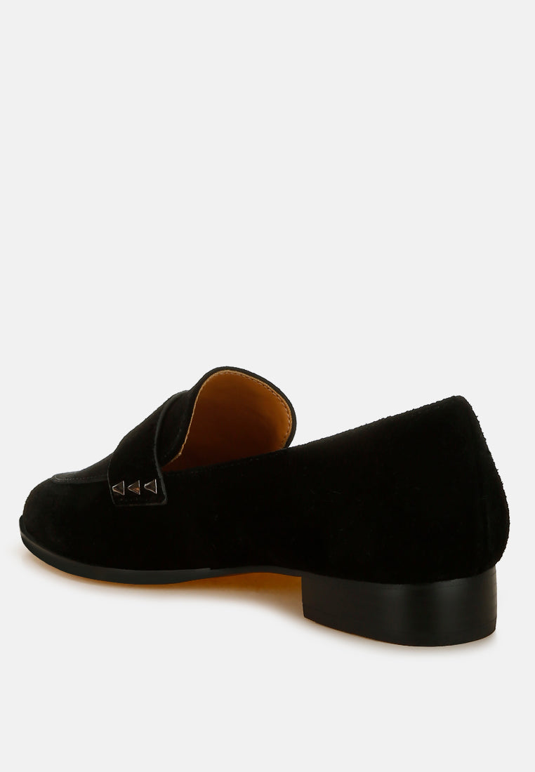 women studded suede loafers#color_black
