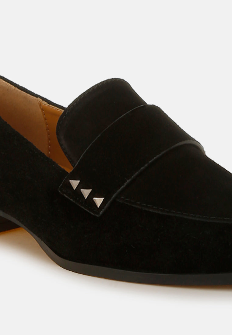 women studded suede loafers#color_black
