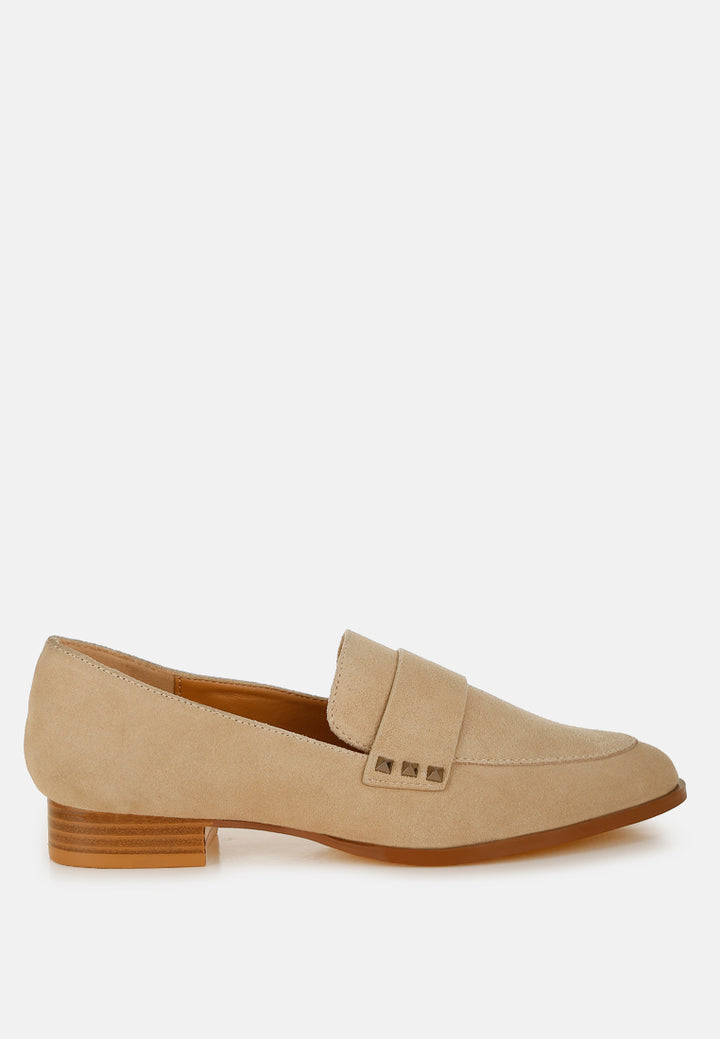 women studded suede loafers#color_sand