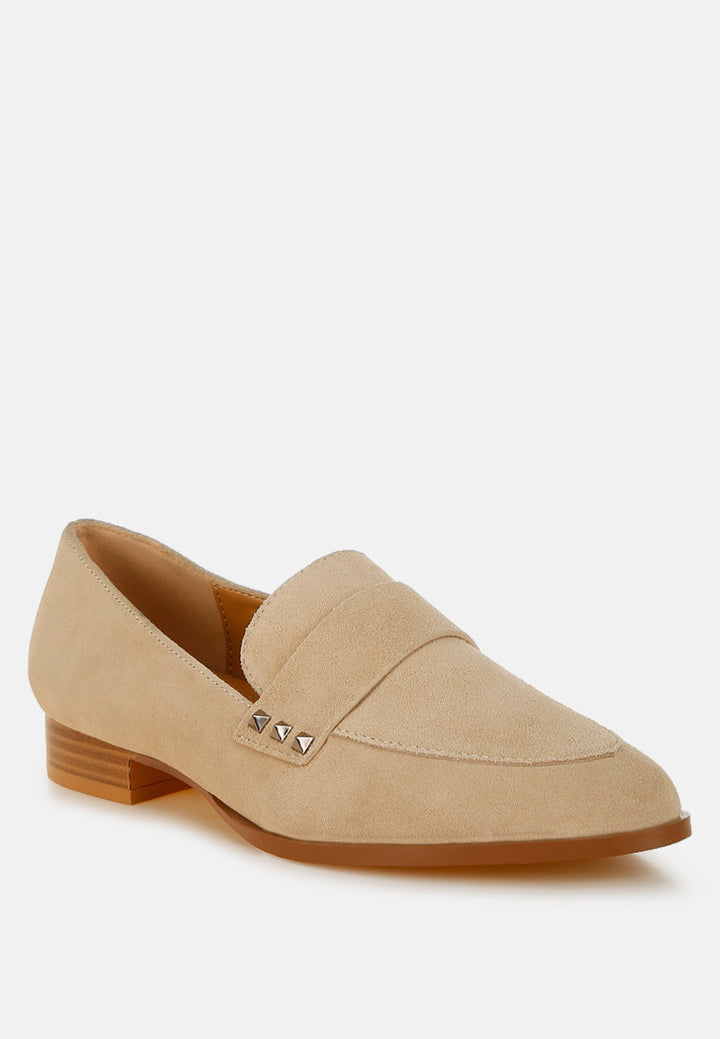 women studded suede loafers#color_sand