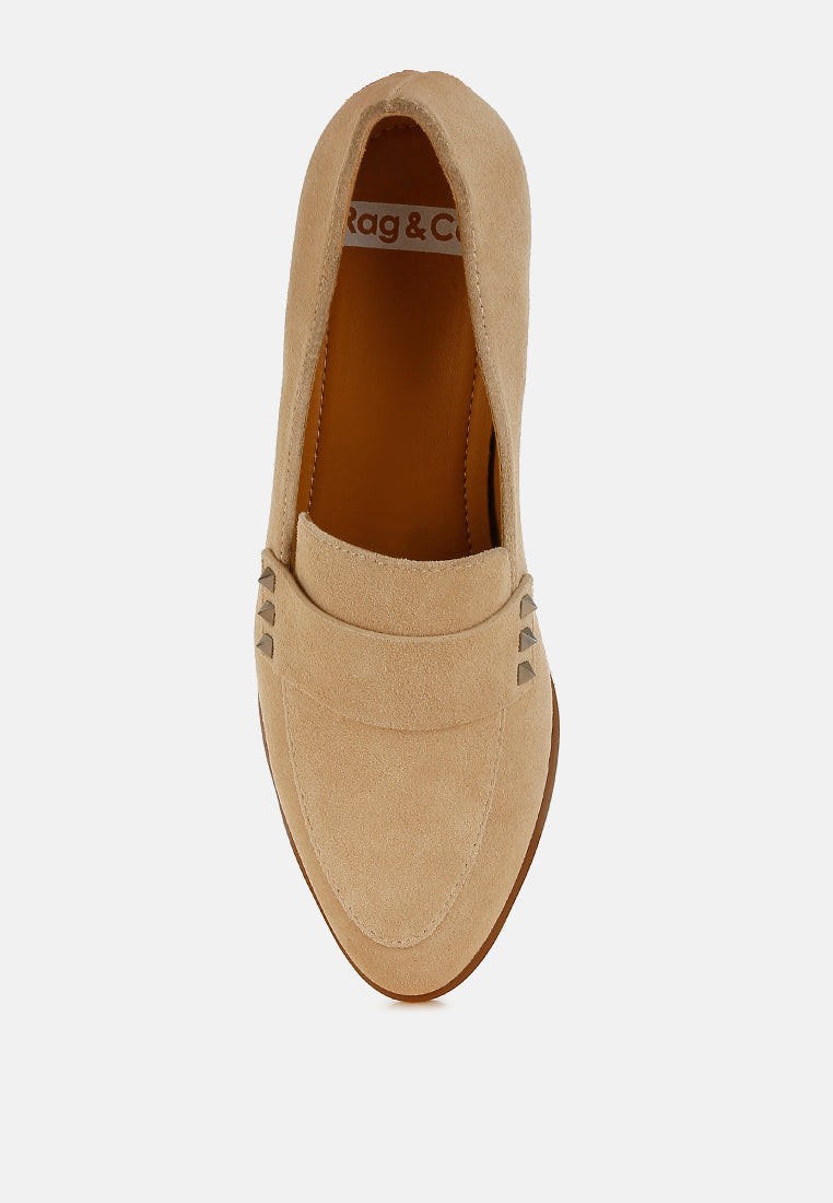 women studded suede loafers#color_sand