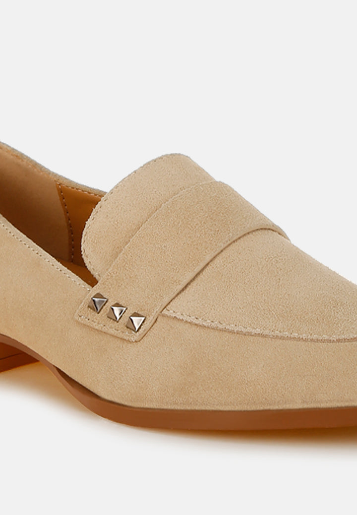 women studded suede loafers#color_sand