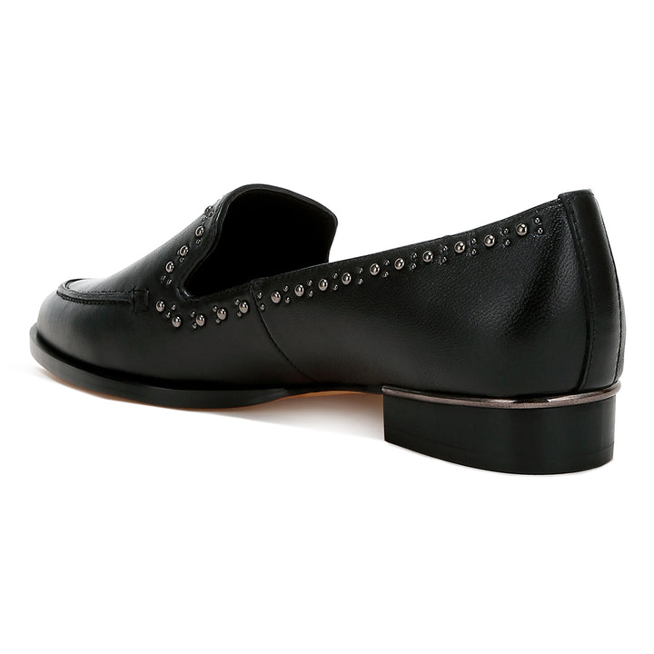 delicate stud detail leather loafers
#color_black