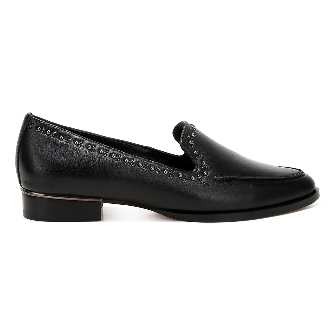 delicate stud detail leather loafers
#color_black