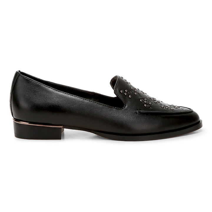 studded genuine leather loafers
#color_black