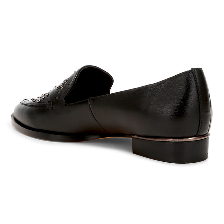 studded genuine leather loafers
#color_black