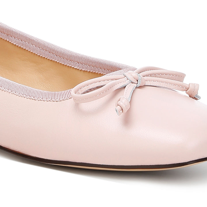 square-toe bow ballerinas#color_pink