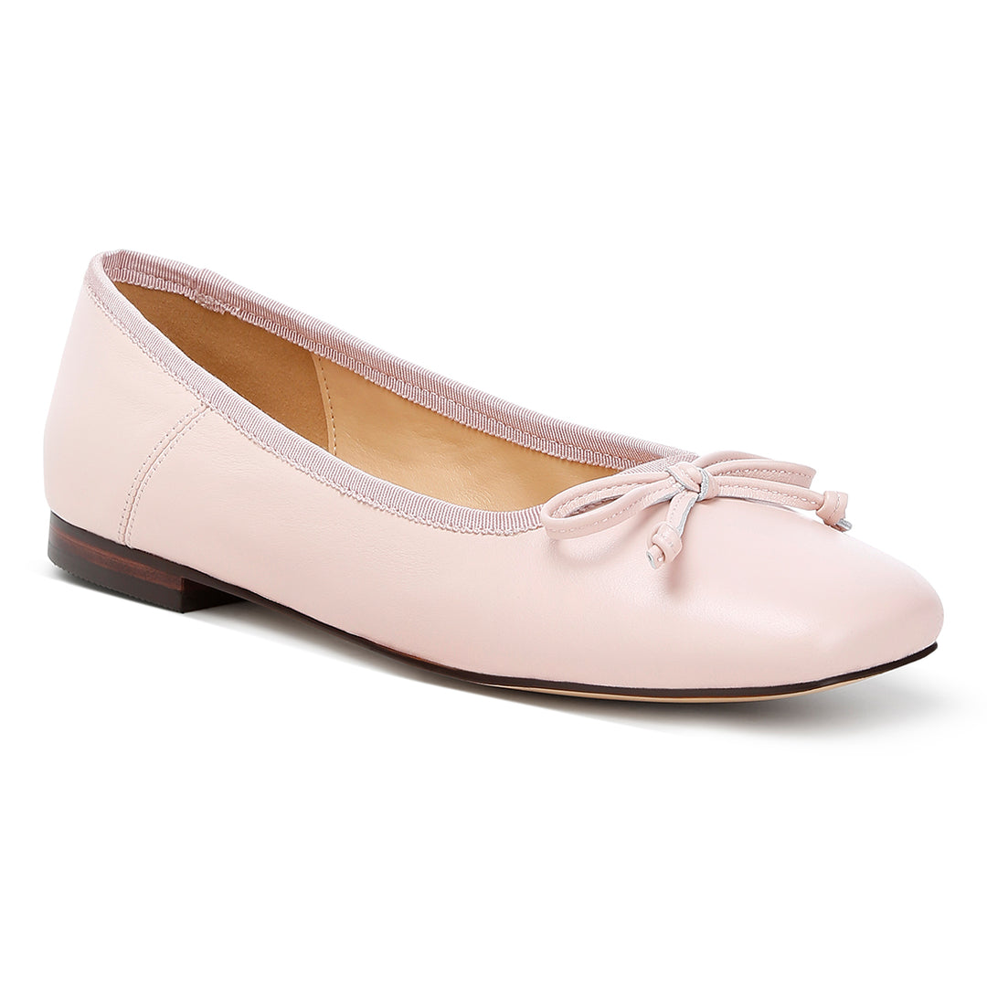 square-toe bow ballerinas#color_pink