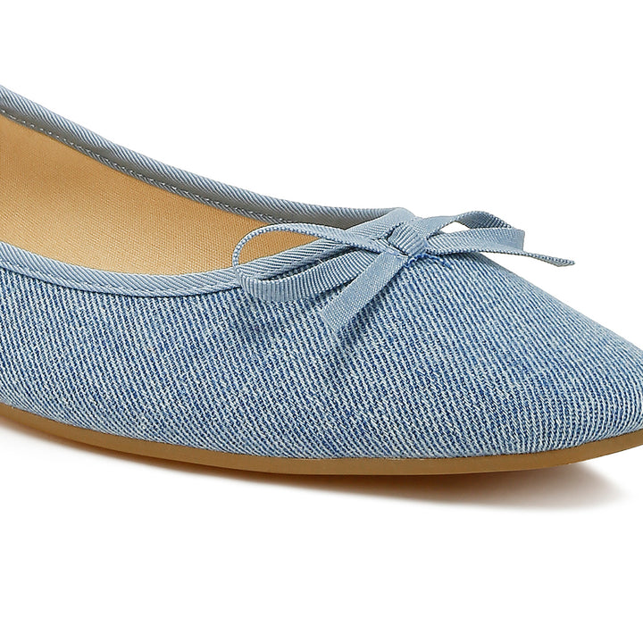 Bow Detail Denim Ballerinas