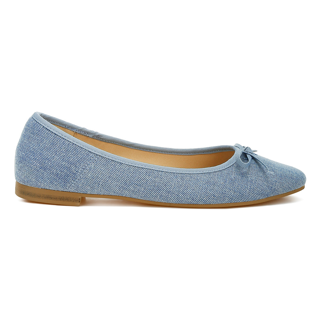 Bow Detail Denim Ballerinas