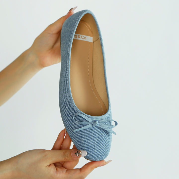 Bow Detail Denim Ballerinas