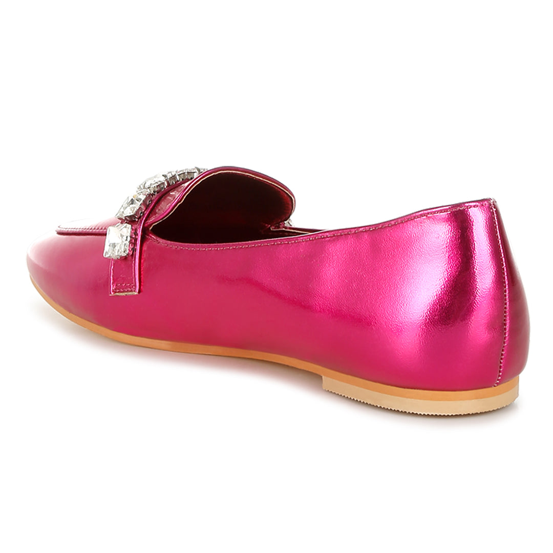 diamante strap metallic loafers
#color_fuchsia