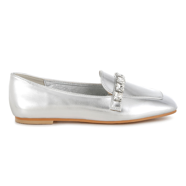 diamante strap metallic loafers
#color_silver