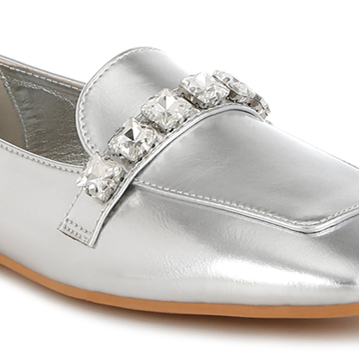 diamante strap metallic loafers
#color_silver