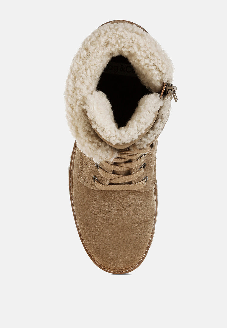 women fur collar chunky ankle boots#color_beige