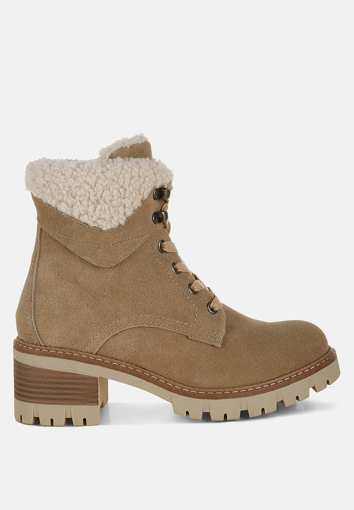 women fur collar chunky ankle boots#color_beige