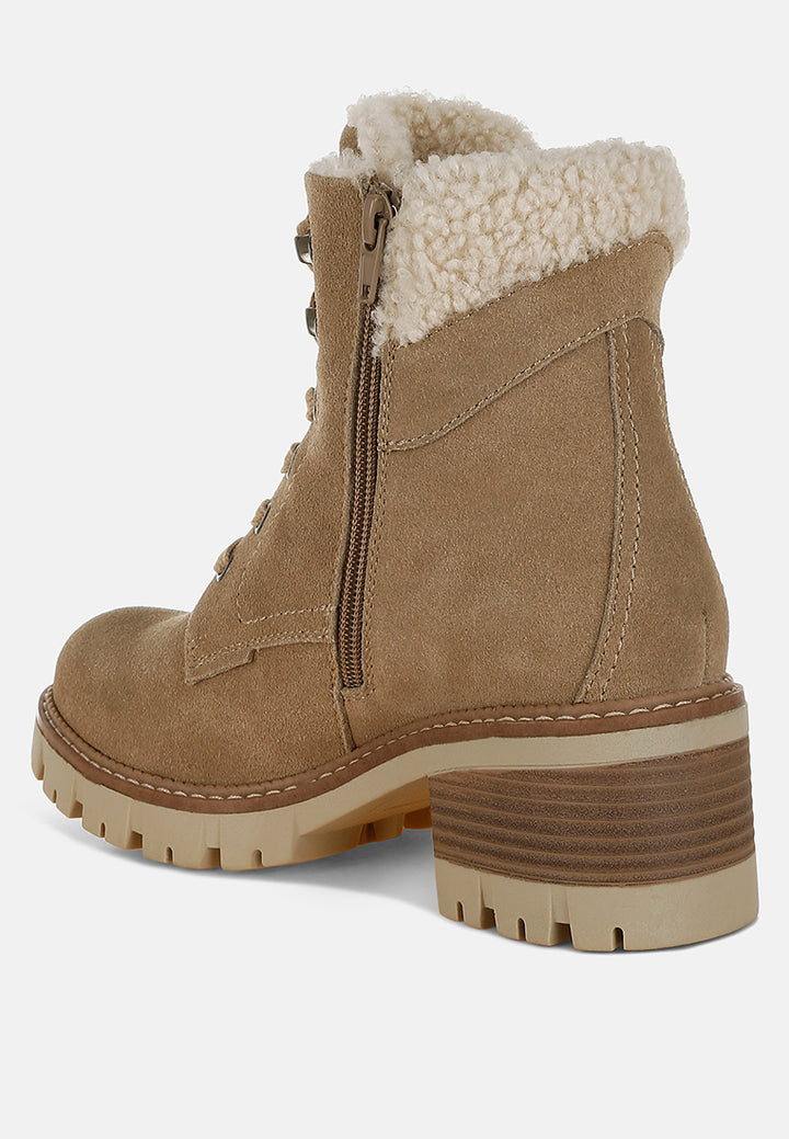 women fur collar chunky ankle boots#color_beige