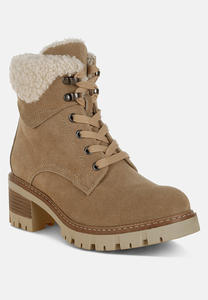 women fur collar chunky ankle boots#color_beige