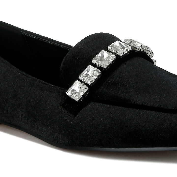 diamante strap velvet loafers
#color_black