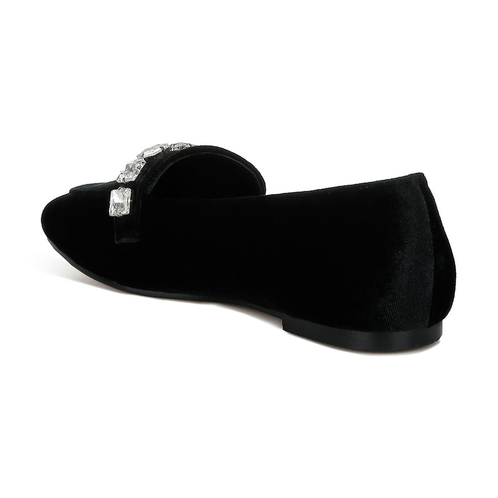 diamante strap velvet loafers
#color_black