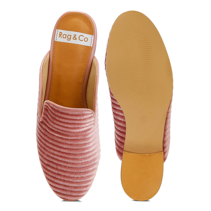 velvet textured slip on mules#color_pink