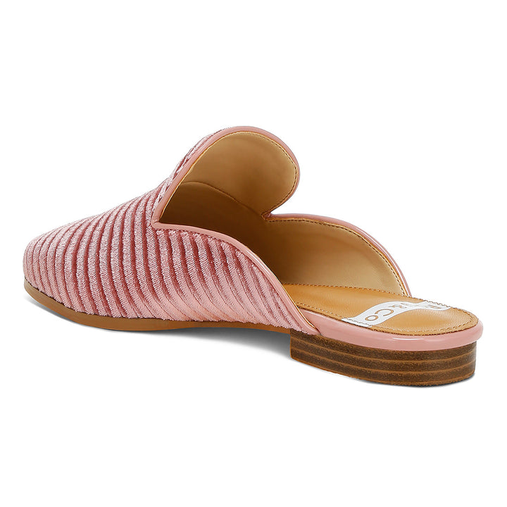 velvet textured slip on mules#color_pink