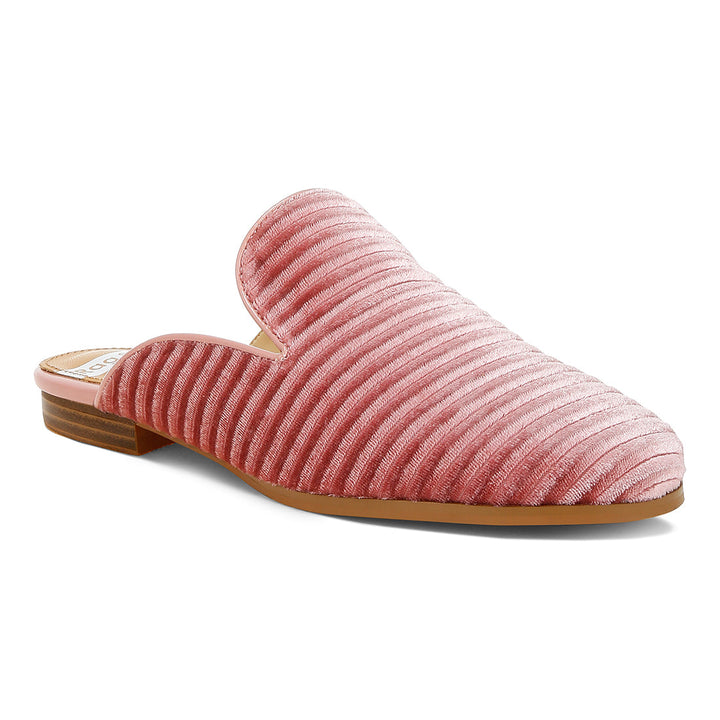 velvet textured slip on mules#color_pink