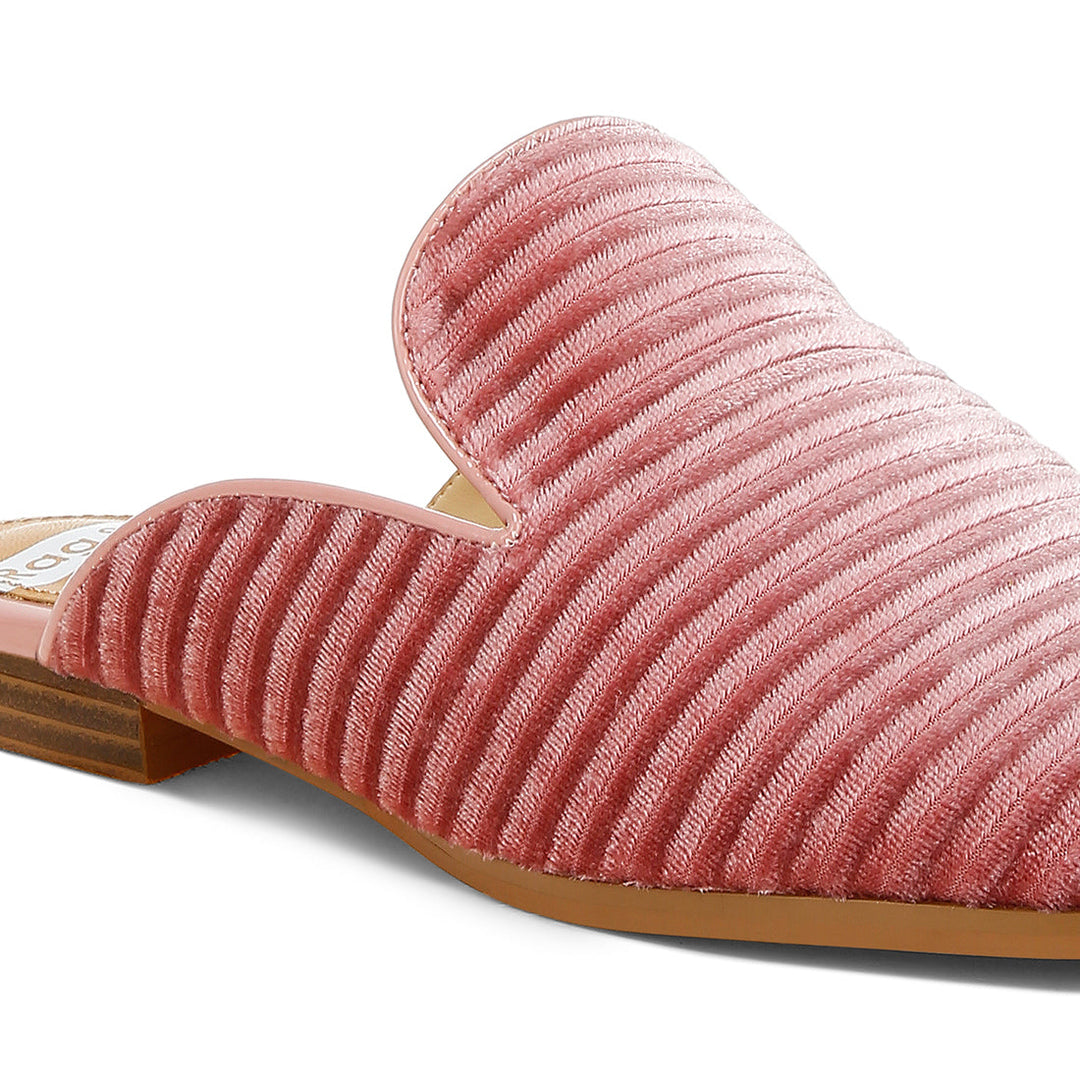 velvet textured slip on mules#color_pink