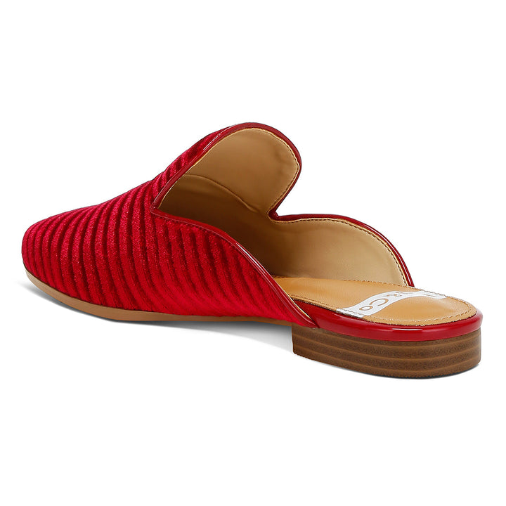 velvet textured slip on mules#color_red