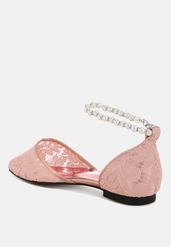 women pearl & rhinestone strap flat sandals#color_blush