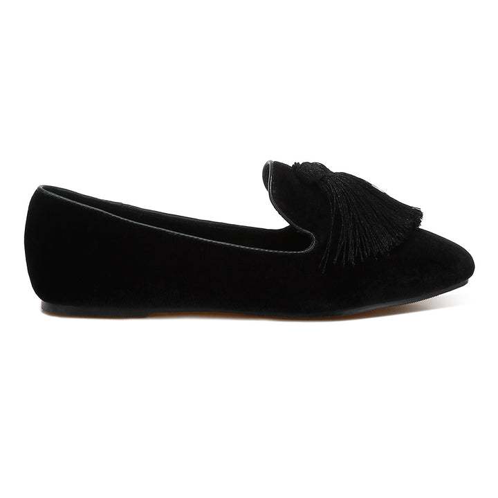 iconic tassel detail velvet loafers#color_black