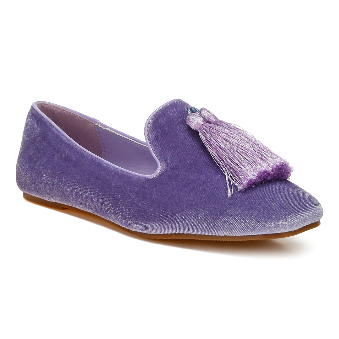 iconic tassel detail velvet loafers#color_lilac