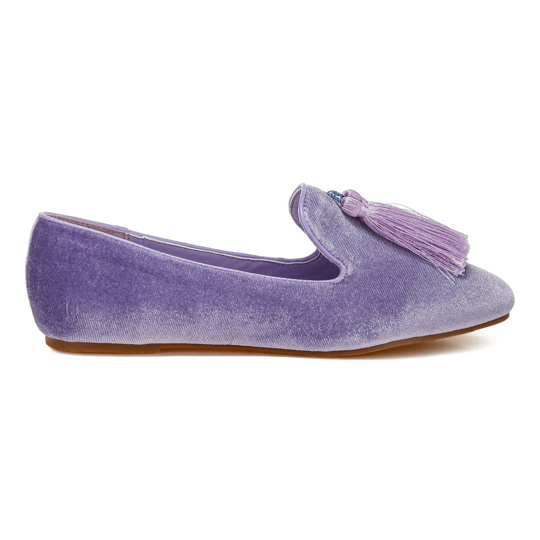 iconic tassel detail velvet loafers#color_lilac