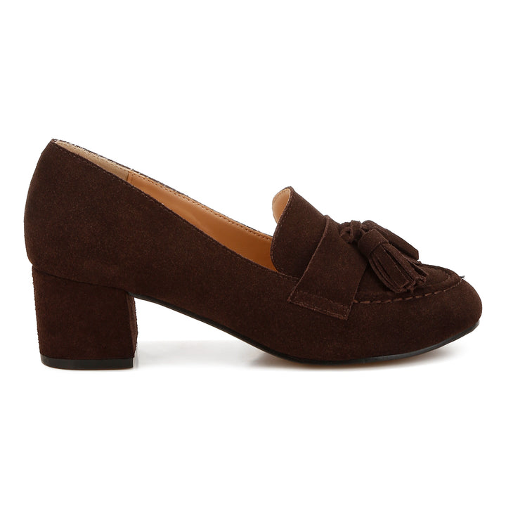 suede tassel loafers#color_brown