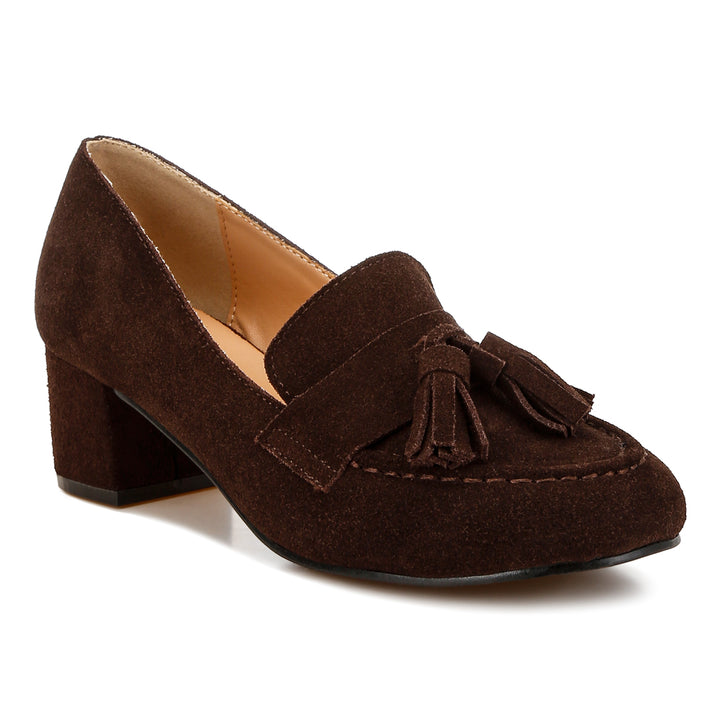 suede tassel loafers#color_brown