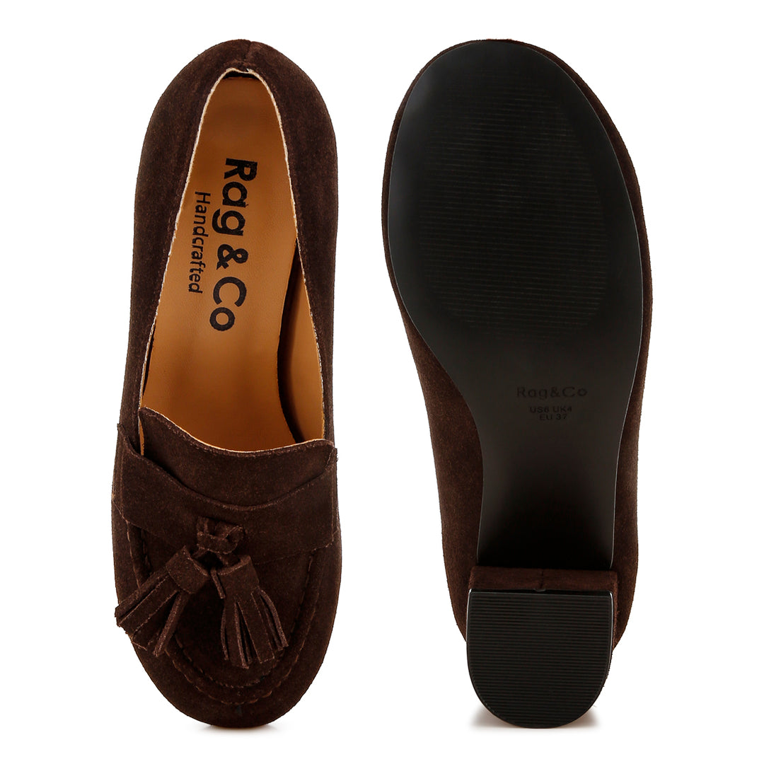 suede tassel loafers#color_brown