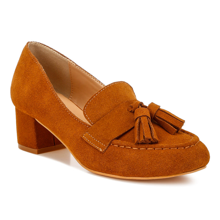 suede tassel loafers#color_tan