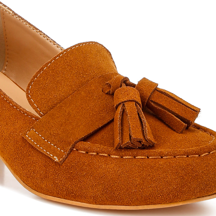 suede tassel loafers#color_tan