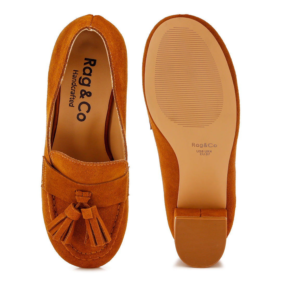 suede tassel loafers#color_tan